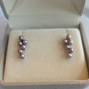 Lustrous Freshwater Purple Pearl Earrings
